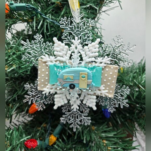 NWT Travel Trailer Ornament Glamping Camping Rustic Christmas Holiday Decor OOAK - Picture 1 of 4